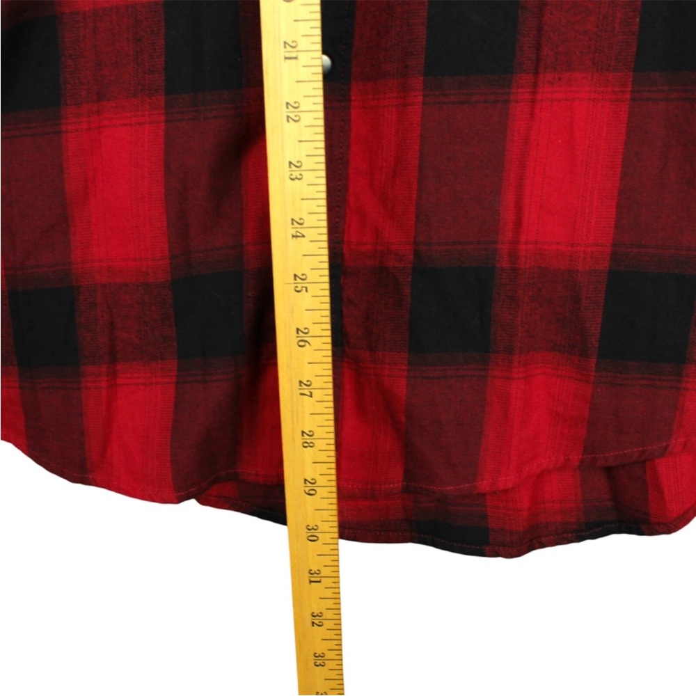 GUESS Snap On Flannel Button Down SLIM Fit Shirt Mens XL Red Black Plaid L/S NWT - Picture 9 of 11